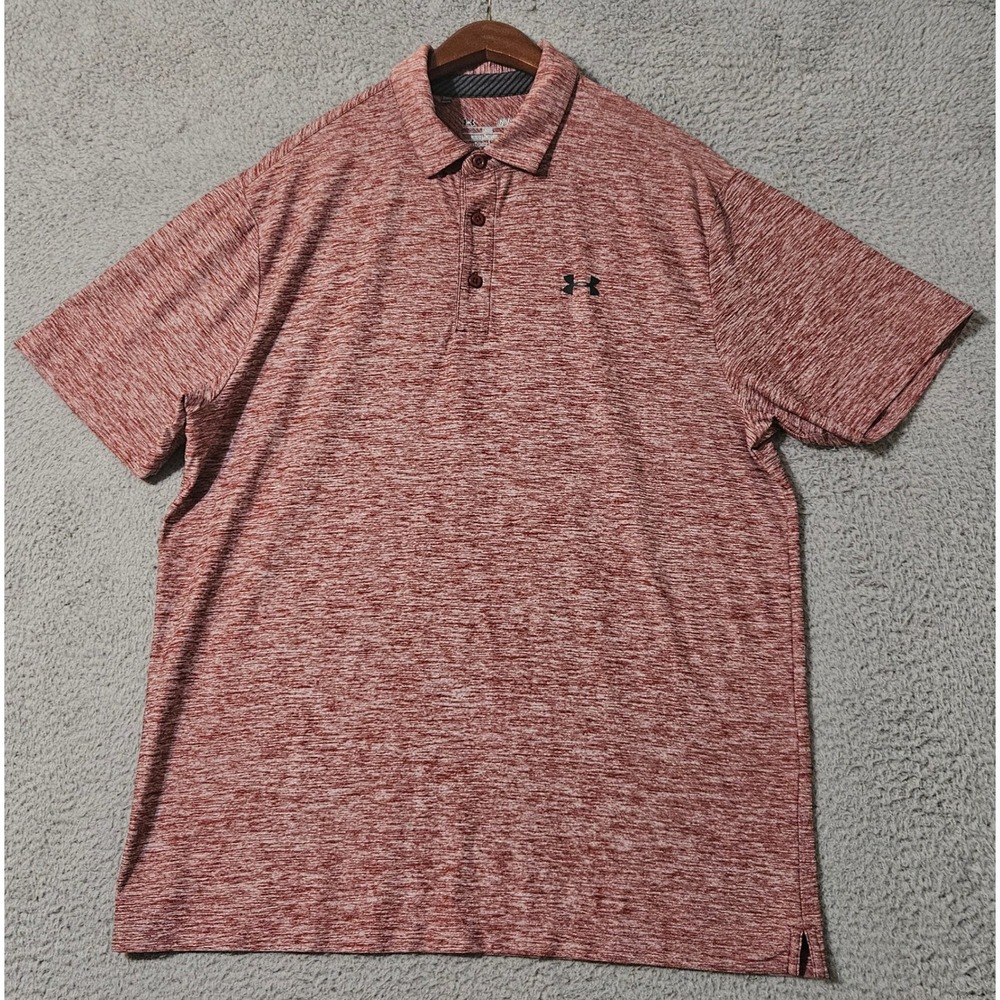 Under Armour T Shirt Men's‎ Large Elevated Golf Polo Heatgear Short Sleeve Red